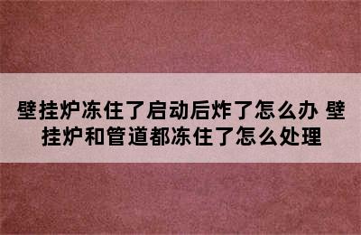 壁挂炉冻住了启动后炸了怎么办 壁挂炉和管道都冻住了怎么处理